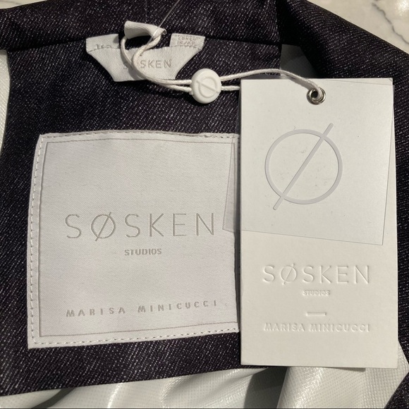 SOSKEN Sz 1-2 (US 22) Honor Denim Soft Shell Rain Jacket Coat Oversized - Picture 14 of 14